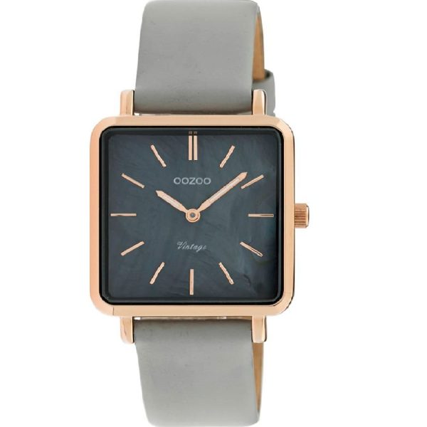 OOZOO Timepieces Vintage Rose Gold Grey Leather Strap C9947